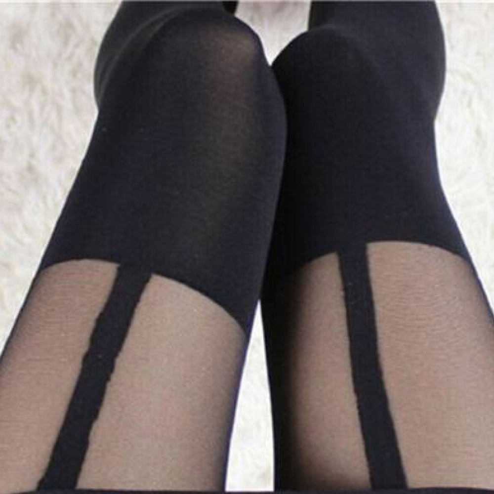 Sexy faux garter belt tights/nylons - Picture 3 of 4